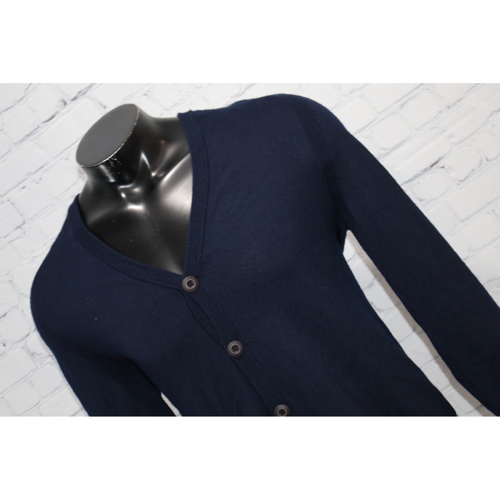 EXPRESS Cardigan Sweater Mens Large Navy Blue Merino Wool Blend V-Neck Button Up